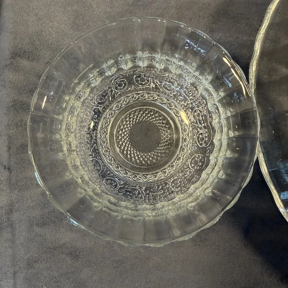 Crystal Clear Trellis 2 Piece Chip and Dip Set Glass Serving Platter Bowl 323230